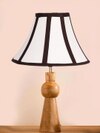 Devansh Off-White Cotton Vintage  Lamp With Wood Base (12X19.25)