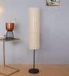 Large Shade Club Floor Lamp in Beige Shade
