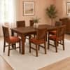 Globally Indian Celeste Solid Sheesham Wood 6 Seater Dining Table Set 6 Chairs Terracotta Orange