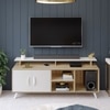 Bluewud Skiddo Engineered Wood Tvcabinet In European Oak & White Finish