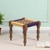 Riaza Solid Wood Maachi Stool in Purple & Yellow Canning