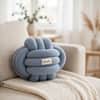 Knotty Combed Cotton Knitted Decorative Misty Blue Knot Pillow 7 x 7 Inches