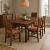 Globally Indian Mahira Solid Sheesham Wood 6 Seater Dining Table Set 6 Chairs Terracotta Orange