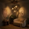 Rhombus Brown Solid Wood Cluster Hanging Light