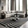 Jaipur Rugs Striped Wool 5x8 Feet Charcoal Slate And Ebony Dhurrie Carpet