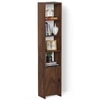 BLUEWUD Barnia Engineered Wood Bookshelf Cabinet Book Rack Organizer with Shelves & Bottom Door for Storage D�cor Display Cabinet Floor Standing for Living Room Home Library (Brown Maple)