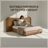 Elowen Softline King Size Bed in velvet With Oak wood Frame & Hydraulic Storage