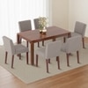 Atlas Solid Wood 6 Seater Compact Dining Table With Ludo Upholstered Dining Chairs