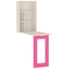 Calypso Kids Wall Mounted Folding Study Desk and Built In Bookshelf in Light Wood Barbie Pink Colour