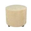 Lisbon Solid Wood Ottoman Pouffee in Ivory Sparkle Velvet