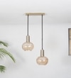 Opaline 2 Light Globe Linear Blue Lustre Glass And Brass Metal  Hanging Pendant Light