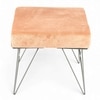 Asansol Sheesham Wood Accent Square Stool     in Melon Pink Cotton Velvet Upholstery