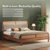 Hanoi Solid Wood Cane King Size Non Storage Bed In Amber Walnut Finish with Shitake Beige Colour