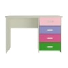 Cherokee Multicolor Kids Student Desk with 4 Handle Less Drawers in Ivory English Pink Colour