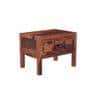 Square Solid Wood Box Bedside Table in Teak Finish