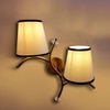 Devansh Metal Electric Wall Light in Gold Colour with White & Black Shade Count of 2 Lights
