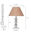 Aspley Chrome Finish Metal Clear Crystal Glass  And White Marble Table Lamp With Beige Cotton Shade