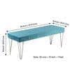 Belmont Sheesham Wood Accent 3 Seater Bench With Metal Legs In Turquoise Sea Velvet