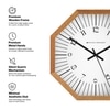 Octagonal Wooden Wall Clock with Natural Wood Frame and Modern Dial