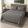 Plain Graphite Grey 350 TC Embroidery StiTChed Cotton Satin Flat Super King Bed Size Bedsheet With 2 Pilllow Covers  Threads