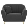 Rivo Velvet 1 Seater Sofa in Dark Grey Color