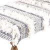 Cairo Sheesham Wood Accent 3 Seater Bench In Grey Fabric