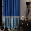 Stoa Paris Satin Curtain for Door, 70% Blackout Curtains, Set of 2, Versailles - Blue Monarch with Back Lining