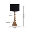 Devansh Black Cotton Table Lamp With Wood Natural Base (7X7X21.25 Inches)-3