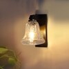 Devansh Solid Wood Electric Wall Light in Brown Colour with Transparent Shade Count of 1 Light
