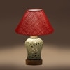 Devansh Conical Maroon Jute Shade Lamp With Wood & Mosaic Glass Base For Decoration/Office/Home/Gifting/Study For Decoration/Office/Home/Gifting/Study -(10X10X14.5) Inches -A