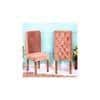 Rosslyn wood Accent Set of 2 Dining Chairs in Coral Pink Velvet Upholstery with TEAK FINISH