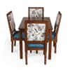 Globally Indian Sheesham Wood 4 Seater Dining Table Set With 4 Solid Wood Upholstered Chairs – In Blue Color