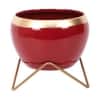Apple Shape Metal Planter Set Of 2 In Red And Gold Colour
