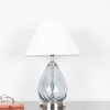DECADE Blue Luster Glass and Metal Table Lamp With White Cotton Shade