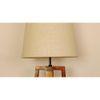 Blender Brown Wooden Table Lamp with White Fabric Lampshade