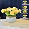 Blue Planter With Artificial Flowers