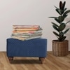 Eli Solid Wood  Ottomon in  Blue Colour