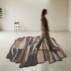 Handmade Wool Shaped Rug Modern Abstract Brown Charcoal 8 x 10 Feet Carpet