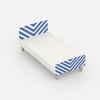 Minimalist Kids Single Bed in White and Blue Stripes