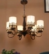 Eliante Chandelier, 6-Light Mild Steel Ceiling Fixture For Living Room, Modern Lighting