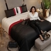Stoa Paris 300TC UltrSatin Super King Bedsheet with 2 Pillow Covers Satin Super Black, Red White