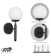 Divina Single Light Wall Fitting In Black  Finish With Opal Frosted White Glass