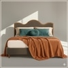 Solara Wave Luxe Queen Size Bed in velvet With Oak wood Frame & Hydraulic Storage