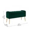 Doe Buck Upholstered Storage Bench in Green Colour with Gold Legs