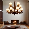 Eliante 13-Light Chandelier, Wood, Mild Steel, Ceramic Glass, Modern Decorative Lighting Fixture