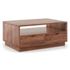 Zephyr Rectangular Solid Wood Coffee Table In Teak Finish