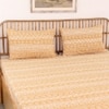 Kullu Patti 1 Double Bed Sheet & 2 Pillow Covers + 1 Double Dohar with Yellow colour