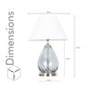 DECADE Blue Luster Glass and Metal Table Lamp With White Cotton Shade