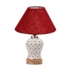 Devansh Conical Maroon Jute Shade Lamp With Wood & Mosaic Glass Base For Decoration/Office/Home/Gifting/Study For Decoration/Office/Home/Gifting/Study -(10X10X14.5) Inches -A