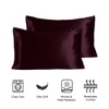 Stoa Paris Satin Pillow Covers,  Premium Plain Pillow Cover Set of 2, 68L x 45W cms - Velvet Wine